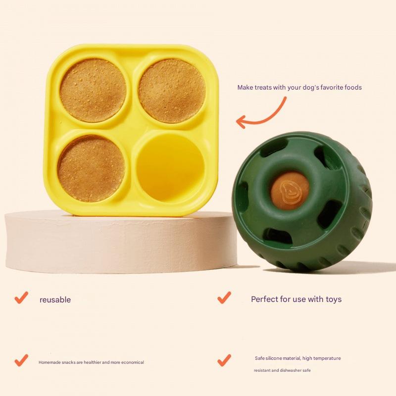 Interactive Dog Treat Dispensing Ball & Silicone Treat Mold Set - Durable, Dishwasher Safe(orange)