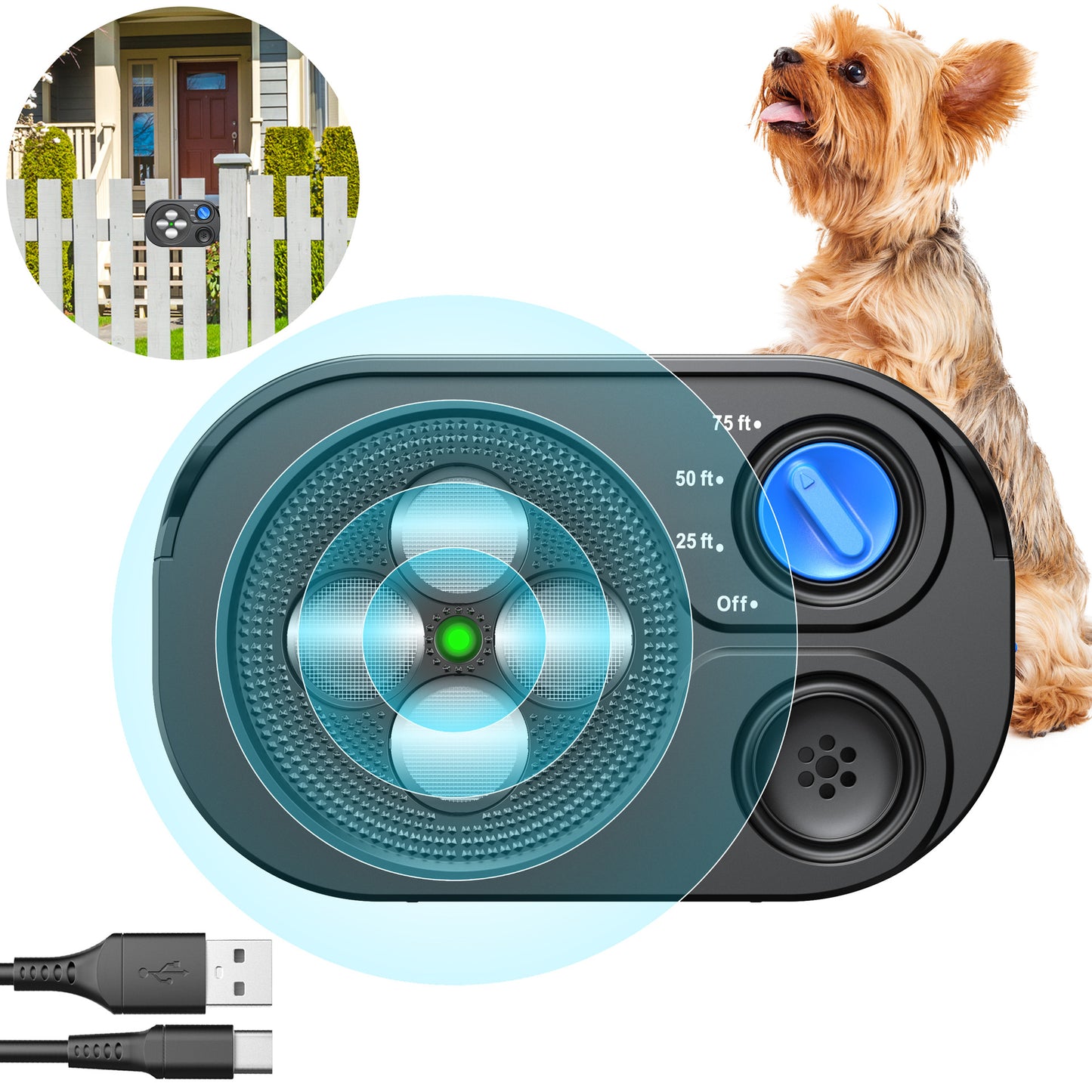 Black Ultrasonic Anti-Bark Dog Trainer - Safe and Effective Bark Control Device