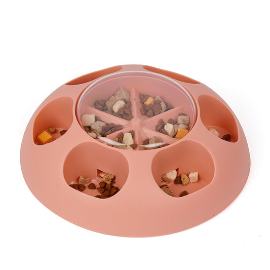 Interactive Pet Slow Feeder & Puzzle Toy - Press to Dispense Food, Improves Digestion(pink)