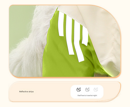 Colorblock (Beige blue) Dog Raincoat - Waterproof with Hood and Reflective Strips (Size XL)